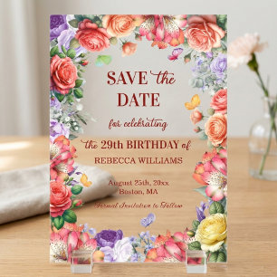 Colorful Floral 29th Birthday Party Save the Date