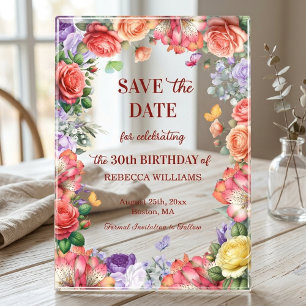 Colorful Floral 30th Birthday Party Save the Date