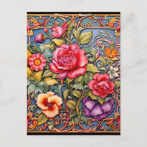 Colorful Floral 3D Effect Background Postcard