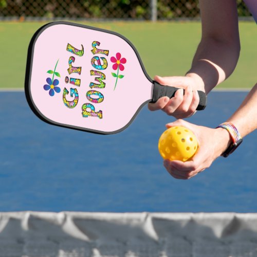 Colorful Floral 3D Girl Power Pickleball Paddle