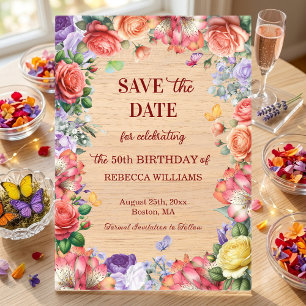 Colorful Floral 50th Birthday Party Save the Date