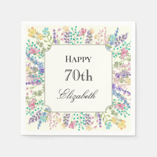 Colorful Floral 70th Birthday Napkin