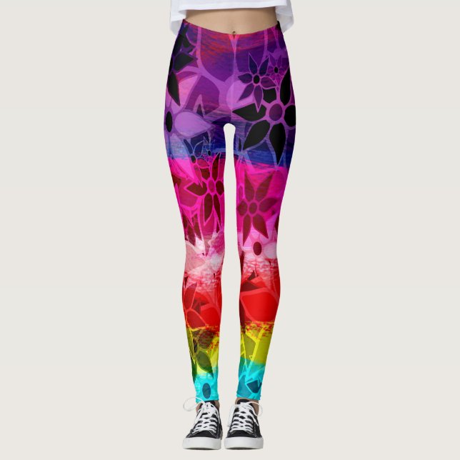 Colorful Floral #8 Leggings (Front)