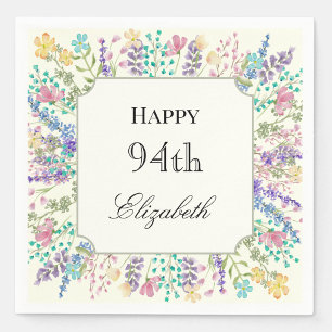 Colorful Floral 94th Birthday Napkin