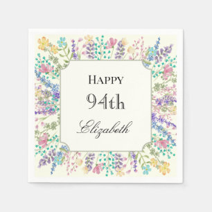 Colorful Floral 94th Birthday Napkin