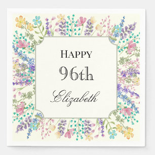 Colorful Floral 96th Birthday Napkin