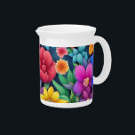 Colorful Floral #990 - Porcelain Pitcher<br><div class="desc">Colorful Floral #990 - Design by Tree of Life.</div>