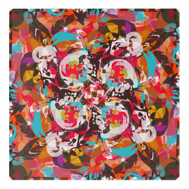 Colorful Floral Abstract Design Acrylic Print (Front)