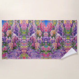 colorful floral abstract design beach towel