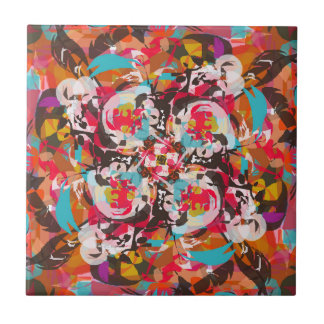 Colorful Floral Abstract Design Ceramic Tile