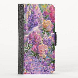 colorful floral abstract design iPhone x wallet case