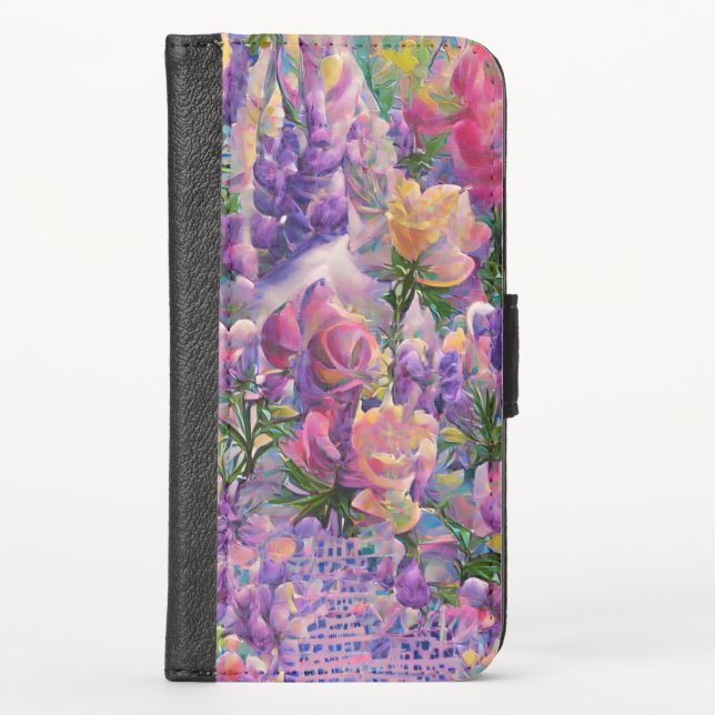 colorful floral abstract design   iPhone wallet case (Front)