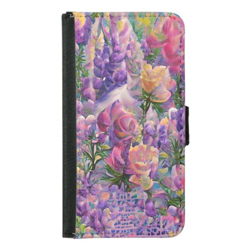 colorful floral abstract design  samsung galaxy s5 wallet case