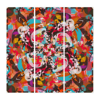 Colorful Floral Abstract Design Triptych