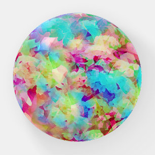 Colorful Floral Abstract Glass Paperweight