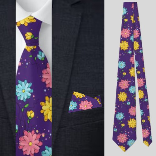 Colorful Floral Abstract Pattern          Neck Tie