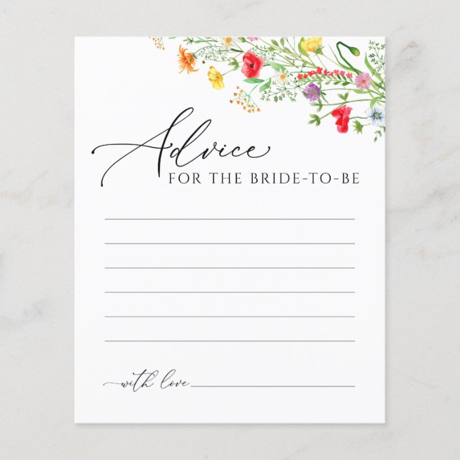 Colorful floral advice to the bride postcard (Front)