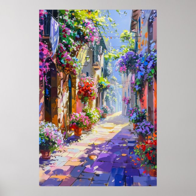 Colorful Floral Alley in Spring Poster (Front)