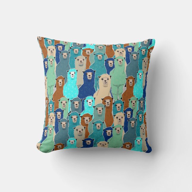 Colorful Floral Alpaca Throw Pillow (Front)