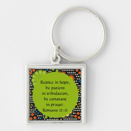 Colorful Floral and Dots Bible Verse Keychain