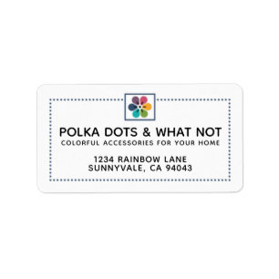 Colorful Floral and Navy Polka Dots Label