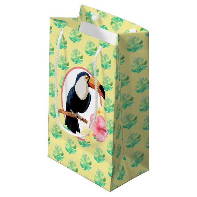 Colorful Floral And Tropical Bird Gift Bag (Front Angled)