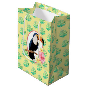 Colorful Floral And Tropical Bird Gift Bag