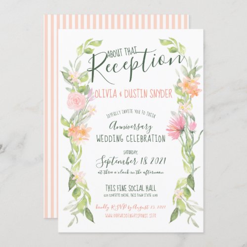 Colorful Floral Anniversary Wedding Reception Invitation