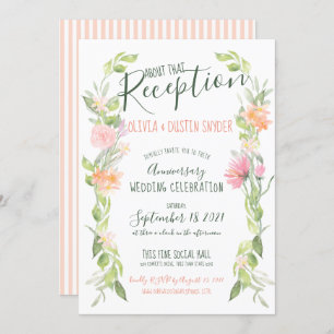 Colorful Floral Anniversary Wedding Reception Invitation