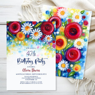 Colorful Floral Any Age Birthday Party Invitation