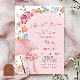 Colorful Floral April Umbrella Baby Shower Invitat Invitation