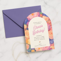 Colorful Floral Arch Birthday Invitation