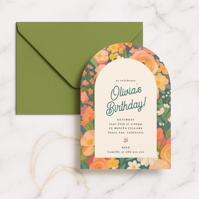Colorful Floral Arch Birthday Invitation (Creator Uploaded)