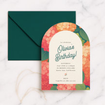 Colorful Floral Arch Birthday Invitation