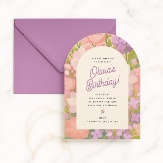 Colorful Floral Arch Birthday Invitation