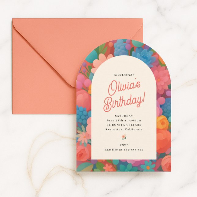 Colorful Floral Arch Birthday Invitation (Creator Uploaded)
