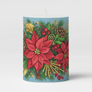 Colorful Floral Arrangement for Christmas Pillar Candle