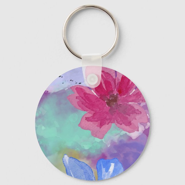 Colorful Floral Art Keychain (Front)