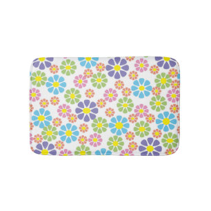 Colorful floral art pattern bathroom mat