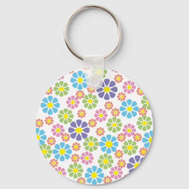 Colorful floral art pattern design keychain (Front)