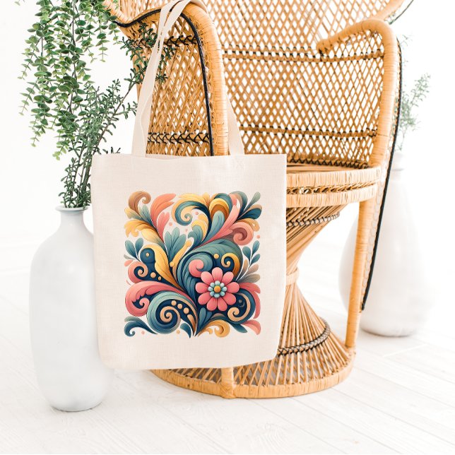 Colorful Floral Art Tote Bag (Creator Uploaded)