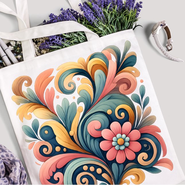 Colorful Floral Art Tote Bag (Creator Uploaded)