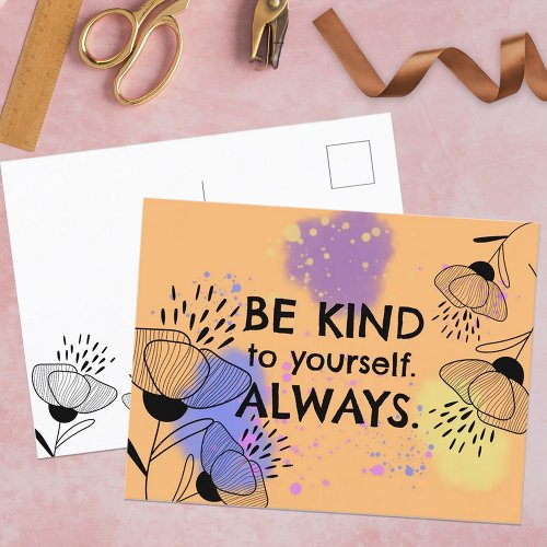 Colorful Floral Artistic Motivational Quote Postcard