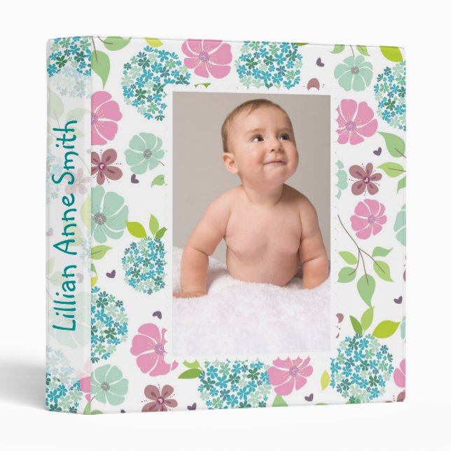 Colorful Floral Baby Album Binder (Front/Spine)
