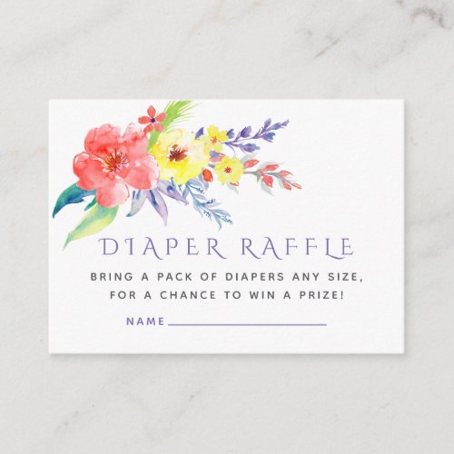 Colorful Floral Baby Shower Diaper Raffle Enclosure Card