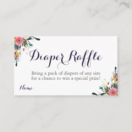 Colorful Floral Baby Shower Diaper Raffle Tickets Enclosure Card