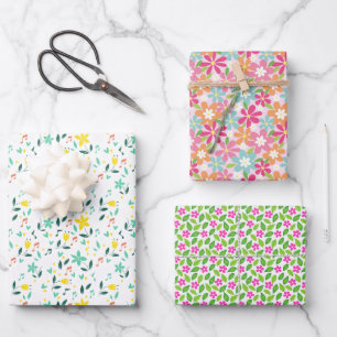 Colorful Floral Baby Shower Gender Neutral Wrapping Paper Sheets