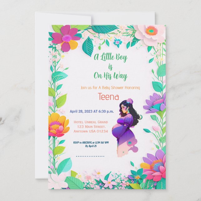 Colorful Floral Baby Shower Invitation (Front)