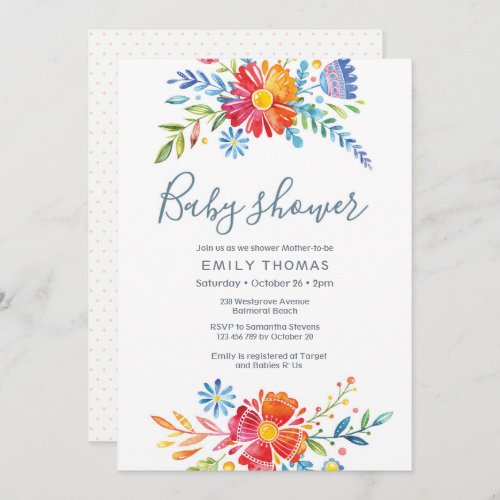 Colorful floral Baby Shower Invitation