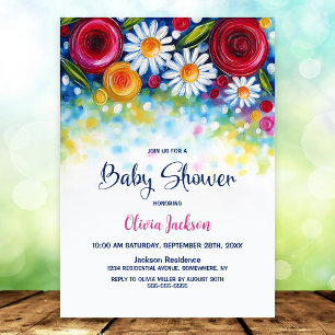 Colorful Floral Baby Shower Invitation